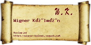 Wigner Kálmán névjegykártya